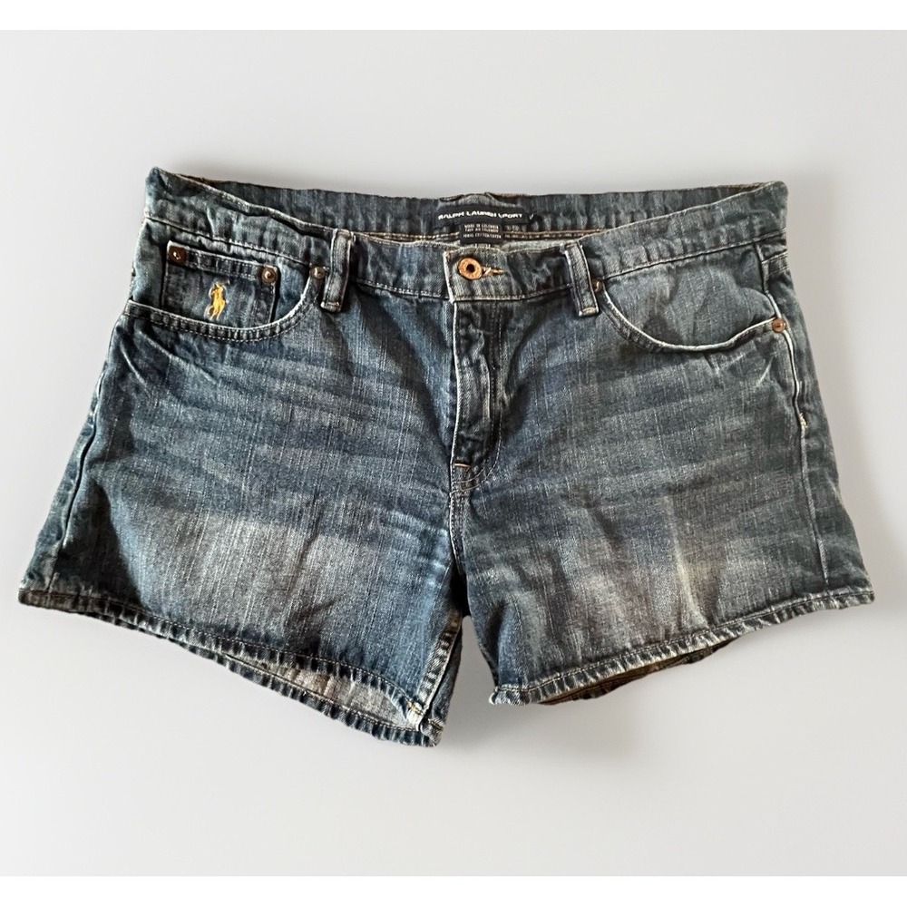 Ralph Lauren Sport Womens Denim Cotton Jean Shorts Size 12 Virginia Medium Wash
